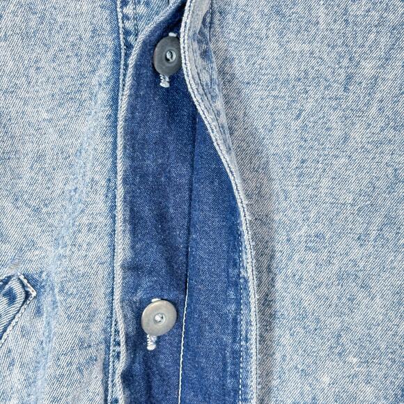 Vintage 80s Acid Wash Denim Cocoon Insulated Duster Maxi Coat, Baggy Streetwear - Picture 7 of 15